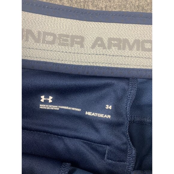 Under Armour Heat Gear Mens Flat Front Golf Shorts Size 34 Navy - Picture 5 of 7